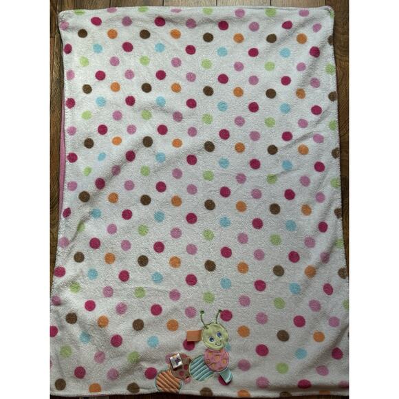 TAGGIES Polka Dot Caterpillar Pink Baby Blanket Security Lovey 30x40 - Picture 1 of 4